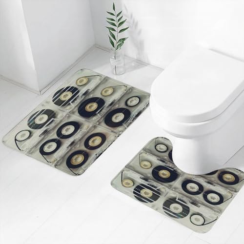 FEHWI Badematten Set 2-teilig, Badematten und WC Vorleger rutschfest & Waschbar,Bilder von Retro-Logobändern aus den 1990er Jahren,Luxus Dicke Mikrofaser Badezimmerteppich FEHWI Badematten Set 2-teilig, Badematten und WC Vorleger rutschfest & Waschbar,Bilder von Retro-Logobändern aus den 1990er Jahren,Luxus Dicke Mikrofaser Badezimmerteppich von FEHWI
