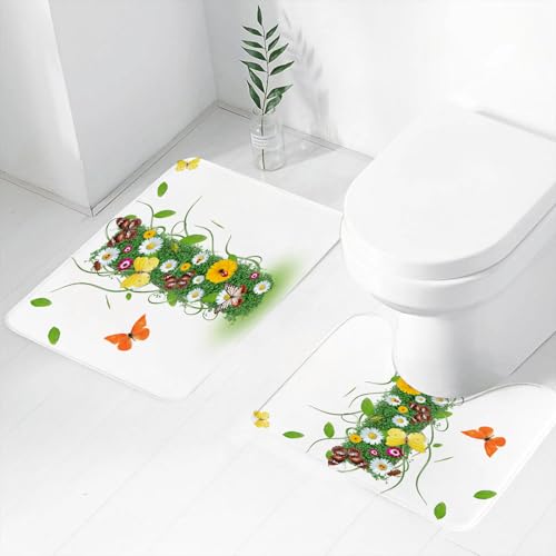 FEHWI Badematten Set 2-teilig, Badematten und WC Vorleger rutschfest & Waschbar,Buchstabe I, Natur-Themen-Alphabet-Element Grünes Laub Gänseblümchen Schmette,Luxus Dicke Mikrofaser Badezimmerteppich FEHWI Badematten Set 2-teilig, Badematten und WC Vorleger rutschfest & Waschbar,Buchstabe I, Natur-Themen-Alphabet-Element Grünes Laub Gänseblümchen Schmette,Luxus Dicke Mikrofaser Badezimmerteppich von FEHWI