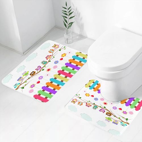 FEHWI Badematten Set 2-teilig, Badematten und WC Vorleger rutschfest & Waschbar,Eulen, Eulen auf einem AST sonnigen Tag auf dem Land Bauernhof Zäune Blumen S,Luxus Dicke Mikrofaser Badezimmerteppich FEHWI Badematten Set 2-teilig, Badematten und WC Vorleger rutschfest & Waschbar,Eulen, Eulen auf einem AST sonnigen Tag auf dem Land Bauernhof Zäune Blumen S,Luxus Dicke Mikrofaser Badezimmerteppich von FEHWI