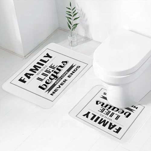 FEHWI Badematten Set 2-teilig, Badematten und WC Vorleger rutschfest & Waschbar,FAE, Retro-Kalligraphie motivierende Zitat FAE Liebe endet nie Nachricht Fra,Luxus Dicke Mikrofaser Badezimmerteppich von FEHWI