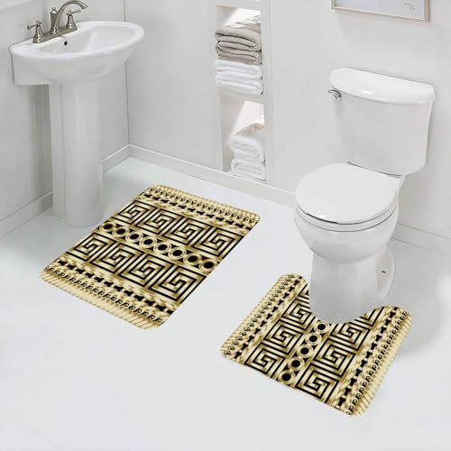 FEHWI Badematten Set 2-teilig, Badematten und WC Vorleger rutschfest & Waschbar,Gold 3D griechischer Vektor nahtloses Muster. Wiederholen Sie den abstrakten,Luxus Dicke Mikrofaser Badezimmerteppich FEHWI Badematten Set 2-teilig, Badematten und WC Vorleger rutschfest & Waschbar,Gold 3D griechischer Vektor nahtloses Muster. Wiederholen Sie den abstrakten,Luxus Dicke Mikrofaser Badezimmerteppich von FEHWI