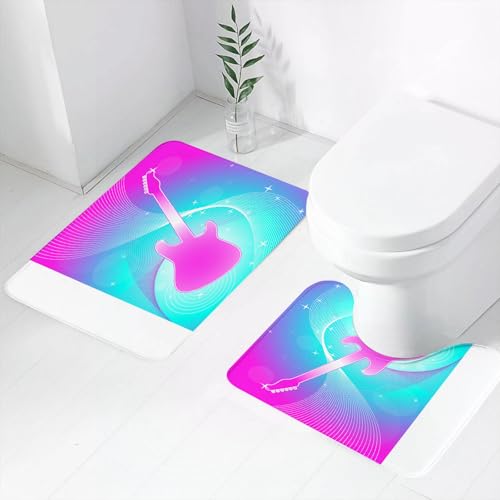 FEHWI Badematten Set 2-teilig, Badematten und WC Vorleger rutschfest & Waschbar,Hot Pink, Hot Pink Gitarre auf Leuchtend farbigem Hintergrund Musik Themen ab,Luxus Dicke Mikrofaser Badezimmerteppich FEHWI Badematten Set 2-teilig, Badematten und WC Vorleger rutschfest & Waschbar,Hot Pink, Hot Pink Gitarre auf Leuchtend farbigem Hintergrund Musik Themen ab,Luxus Dicke Mikrofaser Badezimmerteppich von FEHWI
