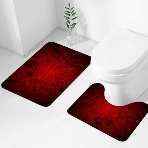 FEHWI Badematten Set 2-teilig, Badematten und WC Vorleger rutschfest & Waschbar,Kastanienbraun, Dunkel und Grunge Ziegel Wand gebeizt Display lebendige Vinta,Luxus Dicke Mikrofaser Badezimmerteppich FEHWI Badematten Set 2-teilig, Badematten und WC Vorleger rutschfest & Waschbar,Kastanienbraun, Dunkel und Grunge Ziegel Wand gebeizt Display lebendige Vinta,Luxus Dicke Mikrofaser Badezimmerteppich von FEHWI
