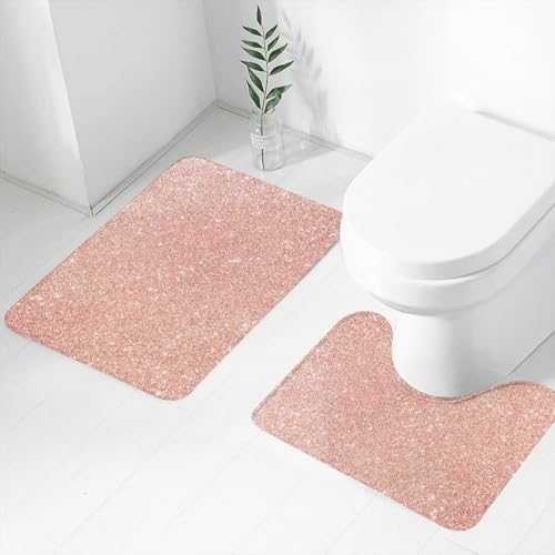 FEHWI Badematten Set 2-teilig, Badematten und WC Vorleger rutschfest & Waschbar,Kunst, exquisites rosa Funkeln, goldene Töne, Strahlen Luxus aus,Luxus Dicke Mikrofaser Badezimmerteppich FEHWI Badematten Set 2-teilig, Badematten und WC Vorleger rutschfest & Waschbar,Kunst, exquisites rosa Funkeln, goldene Töne, Strahlen Luxus aus,Luxus Dicke Mikrofaser Badezimmerteppich von FEHWI