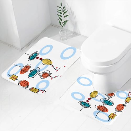 FEHWI Badematten Set 2-teilig, Badematten und WC Vorleger rutschfest & Waschbar,Laterne, Bunte orientalische Laternen Moderne Kunst im asiatischen Stil,Luxus Dicke Mikrofaser Badezimmerteppich FEHWI Badematten Set 2-teilig, Badematten und WC Vorleger rutschfest & Waschbar,Laterne, Bunte orientalische Laternen Moderne Kunst im asiatischen Stil,Luxus Dicke Mikrofaser Badezimmerteppich von FEHWI