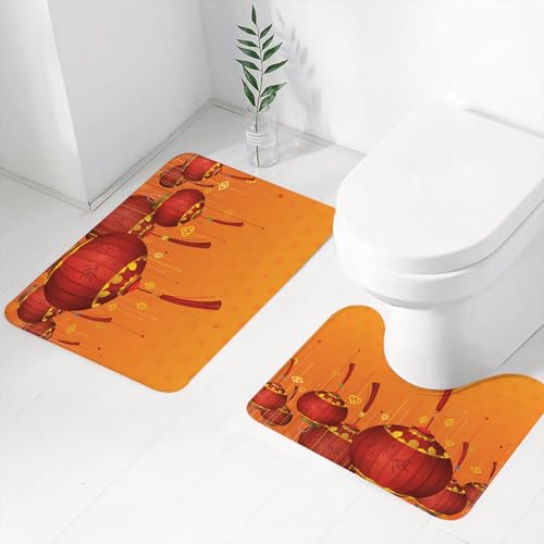 FEHWI Badematten Set 2-teilig, Badematten und WC Vorleger rutschfest & Waschbar,Laterne, dekorative chinesische Laternen sind,Luxus Dicke Mikrofaser Badezimmerteppich FEHWI Badematten Set 2-teilig, Badematten und WC Vorleger rutschfest & Waschbar,Laterne, dekorative chinesische Laternen sind,Luxus Dicke Mikrofaser Badezimmerteppich von FEHWI