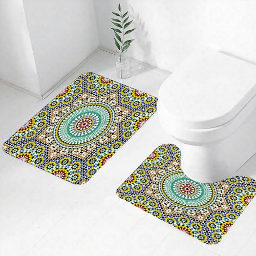 FEHWI Badematten Set 2-teilig, Badematten und WC Vorleger rutschfest & Waschbar,Marokkanisches Dekor, dekorative Wandfliesen in Architekturglasur,Luxus Dicke Mikrofaser Badezimmerteppich FEHWI Badematten Set 2-teilig, Badematten und WC Vorleger rutschfest & Waschbar,Marokkanisches Dekor, dekorative Wandfliesen in Architekturglasur,Luxus Dicke Mikrofaser Badezimmerteppich von FEHWI