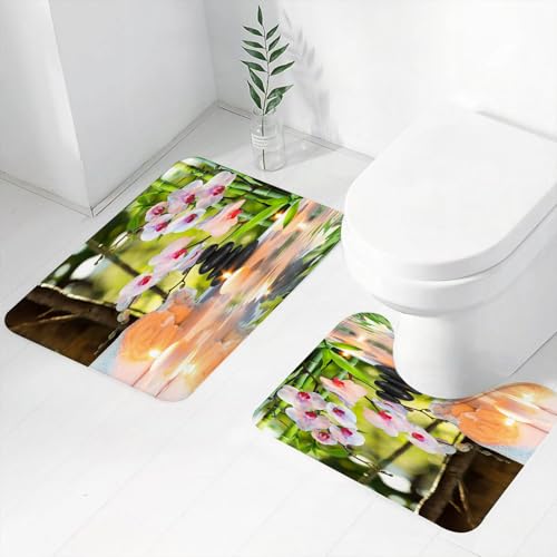 FEHWI Badematten Set 2-teilig, Badematten und WC Vorleger rutschfest & Waschbar,Mit Handtüchern, Steinen, Orchideen und Kerzen, rollenden Handtüchern, schwar,Luxus Dicke Mikrofaser Badezimmerteppich FEHWI Badematten Set 2-teilig, Badematten und WC Vorleger rutschfest & Waschbar,Mit Handtüchern, Steinen, Orchideen und Kerzen, rollenden Handtüchern, schwar,Luxus Dicke Mikrofaser Badezimmerteppich von FEHWI