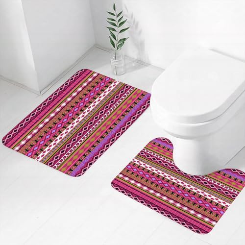 FEHWI Badematten Set 2-teilig, Badematten und WC Vorleger rutschfest & Waschbar,Muster aus geometrischen Formen, farbenfrohes geometrisches Streifendesign, m,Luxus Dicke Mikrofaser Badezimmerteppich FEHWI Badematten Set 2-teilig, Badematten und WC Vorleger rutschfest & Waschbar,Muster aus geometrischen Formen, farbenfrohes geometrisches Streifendesign, m,Luxus Dicke Mikrofaser Badezimmerteppich von FEHWI