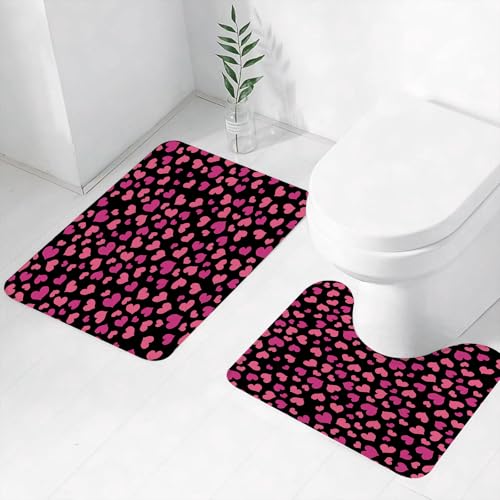 FEHWI Badematten Set 2-teilig, Badematten und WC Vorleger rutschfest & Waschbar,Nahtloses Fuchsia-Herzen- und Karomuster,Luxus Dicke Mikrofaser Badezimmerteppich FEHWI Badematten Set 2-teilig, Badematten und WC Vorleger rutschfest & Waschbar,Nahtloses Fuchsia-Herzen- und Karomuster,Luxus Dicke Mikrofaser Badezimmerteppich von FEHWI