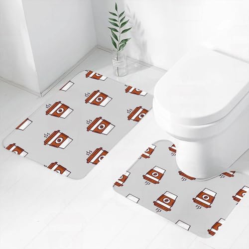 FEHWI Badematten Set 2-teilig, Badematten und WC Vorleger rutschfest & Waschbar,Nahtloses Muster mit Einer Tasse Kaffee auf grauem Hintergrund. Dünne Linie f,Luxus Dicke Mikrofaser Badezimmerteppich FEHWI Badematten Set 2-teilig, Badematten und WC Vorleger rutschfest & Waschbar,Nahtloses Muster mit Einer Tasse Kaffee auf grauem Hintergrund. Dünne Linie f,Luxus Dicke Mikrofaser Badezimmerteppich von FEHWI