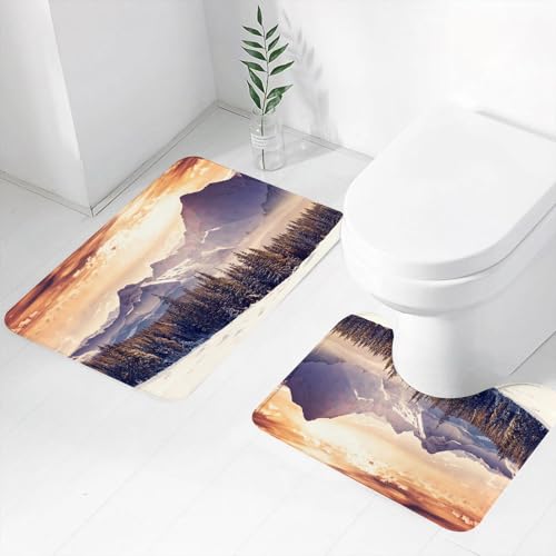 FEHWI Badematten Set 2-teilig, Badematten und WC Vorleger rutschfest & Waschbar,Natur, abendliche Winterlandschaft mit dramatischem, surrealem Wolkenhimmel u,Luxus Dicke Mikrofaser Badezimmerteppich FEHWI Badematten Set 2-teilig, Badematten und WC Vorleger rutschfest & Waschbar,Natur, abendliche Winterlandschaft mit dramatischem, surrealem Wolkenhimmel u,Luxus Dicke Mikrofaser Badezimmerteppich von FEHWI