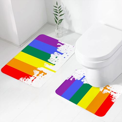 FEHWI Badematten Set 2-teilig, Badematten und WC Vorleger rutschfest & Waschbar,Regenbogen, Regenbogenflaggenmuster unterstützt Stolz, Lebensstil, Freiheit,Luxus Dicke Mikrofaser Badezimmerteppich FEHWI Badematten Set 2-teilig, Badematten und WC Vorleger rutschfest & Waschbar,Regenbogen, Regenbogenflaggenmuster unterstützt Stolz, Lebensstil, Freiheit,Luxus Dicke Mikrofaser Badezimmerteppich von FEHWI