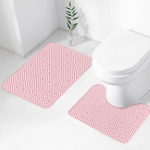 FEHWI Badematten Set 2-teilig, Badematten und WC Vorleger rutschfest & Waschbar,Rosa Dekor, Mosaikfliesen erscheinen rosa Farbe quadratische Formen mit Moder,Luxus Dicke Mikrofaser Badezimmerteppich FEHWI Badematten Set 2-teilig, Badematten und WC Vorleger rutschfest & Waschbar,Rosa Dekor, Mosaikfliesen erscheinen rosa Farbe quadratische Formen mit Moder,Luxus Dicke Mikrofaser Badezimmerteppich von FEHWI