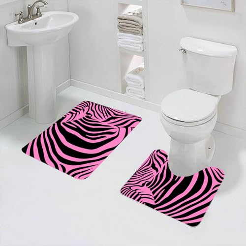 FEHWI Badematten Set 2-teilig, Badematten und WC Vorleger rutschfest & Waschbar,Rosa Zebra, lebendiger Hintergrund Avantgarde Tri künstlerische Zebrahaut,Luxus Dicke Mikrofaser Badezimmerteppich FEHWI Badematten Set 2-teilig, Badematten und WC Vorleger rutschfest & Waschbar,Rosa Zebra, lebendiger Hintergrund Avantgarde Tri künstlerische Zebrahaut,Luxus Dicke Mikrofaser Badezimmerteppich von FEHWI