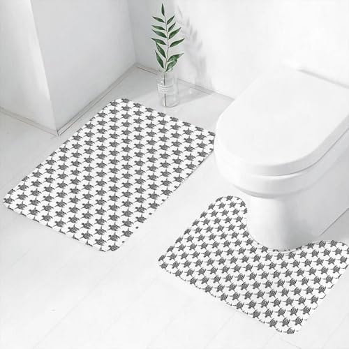 FEHWI Badematten Set 2-teilig, Badematten und WC Vorleger rutschfest & Waschbar,Schwarze und weiße Schildkröte, dekorative Schildkröte, Natur, Tattoo, Pelz-S,Luxus Dicke Mikrofaser Badezimmerteppich FEHWI Badematten Set 2-teilig, Badematten und WC Vorleger rutschfest & Waschbar,Schwarze und weiße Schildkröte, dekorative Schildkröte, Natur, Tattoo, Pelz-S,Luxus Dicke Mikrofaser Badezimmerteppich von FEHWI