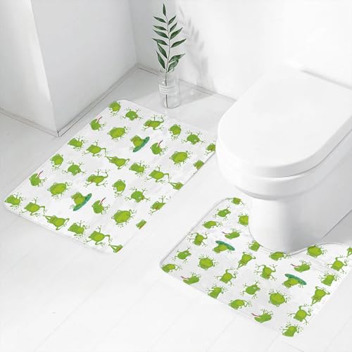 FEHWI Badematten Set 2-teilig, Badematten und WC Vorleger rutschfest & Waschbar,Sehr hochwertiges originales trendiges nahtloses Muster mit Froschkönig oder,Luxus Dicke Mikrofaser Badezimmerteppich FEHWI Badematten Set 2-teilig, Badematten und WC Vorleger rutschfest & Waschbar,Sehr hochwertiges originales trendiges nahtloses Muster mit Froschkönig oder,Luxus Dicke Mikrofaser Badezimmerteppich von FEHWI