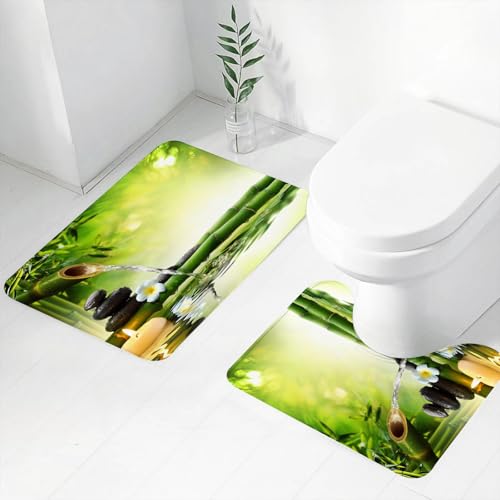 FEHWI Badematten Set 2-teilig, Badematten und WC Vorleger rutschfest & Waschbar,Spa, Meditation und Zen Foto von Bambusstämmen Kerze und Basaltsteine Therapi,Luxus Dicke Mikrofaser Badezimmerteppich FEHWI Badematten Set 2-teilig, Badematten und WC Vorleger rutschfest & Waschbar,Spa, Meditation und Zen Foto von Bambusstämmen Kerze und Basaltsteine Therapi,Luxus Dicke Mikrofaser Badezimmerteppich von FEHWI