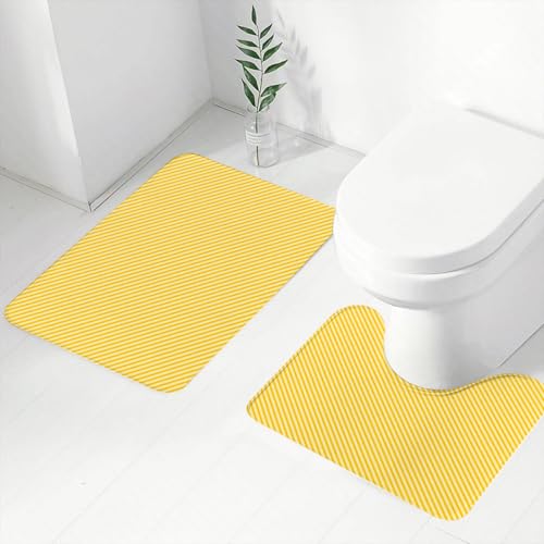 FEHWI Badematten Set 2-teilig, Badematten und WC Vorleger rutschfest & Waschbar,Streifendesign, Sich wiederholendes Muster für dynamisches Design aus abwechs,Luxus Dicke Mikrofaser Badezimmerteppich von FEHWI