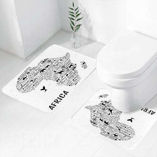 FEHWI Badematten Set 2-teilig, Badematten und WC Vorleger rutschfest & Waschbar,Symbole der Natur, Kultur und Architektur Afrikas in Form Einer Karte,Luxus Dicke Mikrofaser Badezimmerteppich FEHWI Badematten Set 2-teilig, Badematten und WC Vorleger rutschfest & Waschbar,Symbole der Natur, Kultur und Architektur Afrikas in Form Einer Karte,Luxus Dicke Mikrofaser Badezimmerteppich von FEHWI
