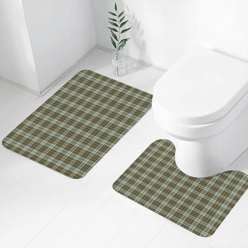 FEHWI Badematten Set 2-teilig, Badematten und WC Vorleger rutschfest & Waschbar,Tartan, schottischen Stil Ornament Tartan Fliesen in Pastelltönen geometrisch,Luxus Dicke Mikrofaser Badezimmerteppich FEHWI Badematten Set 2-teilig, Badematten und WC Vorleger rutschfest & Waschbar,Tartan, schottischen Stil Ornament Tartan Fliesen in Pastelltönen geometrisch,Luxus Dicke Mikrofaser Badezimmerteppich von FEHWI