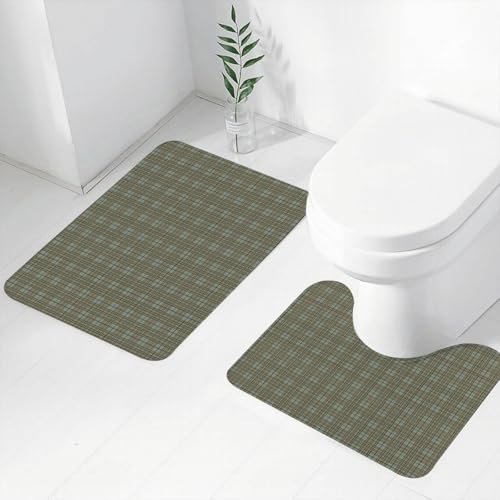FEHWI Badematten Set 2-teilig, Badematten und WC Vorleger rutschfest & Waschbar,Tartan, schottischen Stil Ornament Tartan Fliesen in Pastelltönen geometrisch,Luxus Dicke Mikrofaser Badezimmerteppich FEHWI Badematten Set 2-teilig, Badematten und WC Vorleger rutschfest & Waschbar,Tartan, schottischen Stil Ornament Tartan Fliesen in Pastelltönen geometrisch,Luxus Dicke Mikrofaser Badezimmerteppich von FEHWI