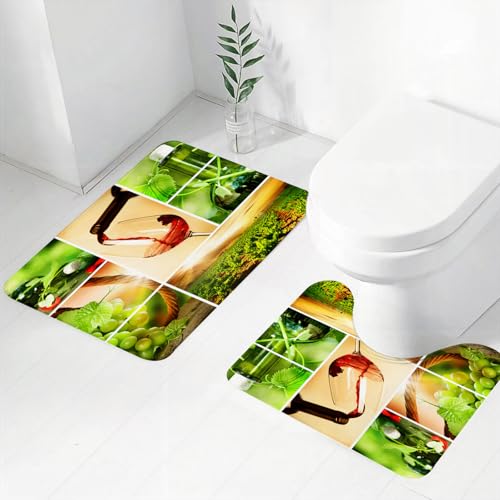 FEHWI Badematten Set 2-teilig, Badematten und WC Vorleger rutschfest & Waschbar,Weinprobe und Rebencollage Trinkglas im frischen Feld Délici,Luxus Dicke Mikrofaser Badezimmerteppich FEHWI Badematten Set 2-teilig, Badematten und WC Vorleger rutschfest & Waschbar,Weinprobe und Rebencollage Trinkglas im frischen Feld Délici,Luxus Dicke Mikrofaser Badezimmerteppich von FEHWI