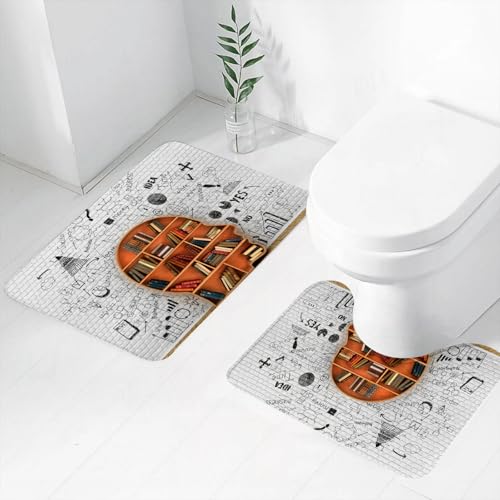 FEHWI Badematten Set 2-teilig, Badematten und WC Vorleger rutschfest & Waschbar,Weisheit Holz Bücherregal Form Menschlicher Kopf Bücher Abstrakt Wissen Bildu,Luxus Dicke Mikrofaser Badezimmerteppich FEHWI Badematten Set 2-teilig, Badematten und WC Vorleger rutschfest & Waschbar,Weisheit Holz Bücherregal Form Menschlicher Kopf Bücher Abstrakt Wissen Bildu,Luxus Dicke Mikrofaser Badezimmerteppich von FEHWI