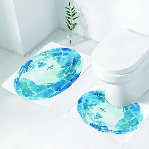 FEHWI Badematten Set 2-teilig, Badematten und WC Vorleger rutschfest & Waschbar,Weltumwelttag PNG Weltumwelttag, Umwelttag,Luxus Dicke Mikrofaser Badezimmerteppich von FEHWI