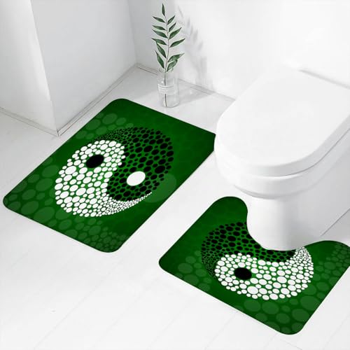 FEHWI Badematten Set 2-teilig, Badematten und WC Vorleger rutschfest & Waschbar,Ying Yang, digital gemachte Yin Yang Natur Z-Form,Luxus Dicke Mikrofaser Badezimmerteppich FEHWI Badematten Set 2-teilig, Badematten und WC Vorleger rutschfest & Waschbar,Ying Yang, digital gemachte Yin Yang Natur Z-Form,Luxus Dicke Mikrofaser Badezimmerteppich von FEHWI