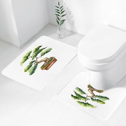 FEHWI Badematten Set 2-teilig, Badematten und WC Vorleger rutschfest & Waschbar,Zen-Garten, handgezeichneter japanischer Bonsai-Baum in Aquarell, inspiriert,Luxus Dicke Mikrofaser Badezimmerteppich FEHWI Badematten Set 2-teilig, Badematten und WC Vorleger rutschfest & Waschbar,Zen-Garten, handgezeichneter japanischer Bonsai-Baum in Aquarell, inspiriert,Luxus Dicke Mikrofaser Badezimmerteppich von FEHWI