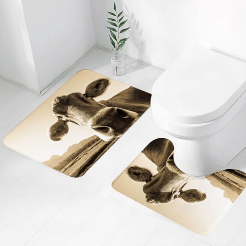 FEHWI Badematten Set 2-teilig, Badematten und WC Vorleger rutschfest & Waschbar,lustige Kuh im Kaisergebirge,Luxus Dicke Mikrofaser Badezimmerteppich FEHWI Badematten Set 2-teilig, Badematten und WC Vorleger rutschfest & Waschbar,lustige Kuh im Kaisergebirge,Luxus Dicke Mikrofaser Badezimmerteppich von FEHWI