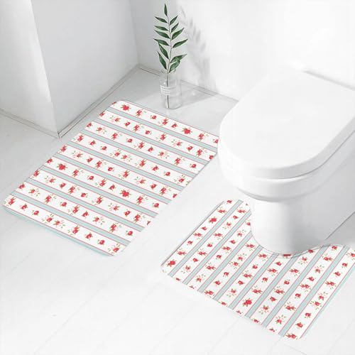 FEHWI Badematten Set 2-teilig, Badematten und WC Vorleger rutschfest & Waschbar,mit rotem Rosenmuster, Klassische rote Rose, Exquisite rote Rosen, süße Rosen,Luxus Dicke Mikrofaser Badezimmerteppich FEHWI Badematten Set 2-teilig, Badematten und WC Vorleger rutschfest & Waschbar,mit rotem Rosenmuster, Klassische rote Rose, Exquisite rote Rosen, süße Rosen,Luxus Dicke Mikrofaser Badezimmerteppich von FEHWI