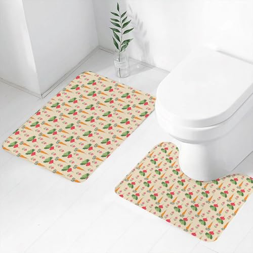 FEHWI Badematten Set 2-teilig, Badematten und WC Vorleger rutschfest & Waschbar,nahtloses Muster mit Karottenfrüchten, flaches tropisches Sommermuster-Design,Luxus Dicke Mikrofaser Badezimmerteppich FEHWI Badematten Set 2-teilig, Badematten und WC Vorleger rutschfest & Waschbar,nahtloses Muster mit Karottenfrüchten, flaches tropisches Sommermuster-Design,Luxus Dicke Mikrofaser Badezimmerteppich von FEHWI