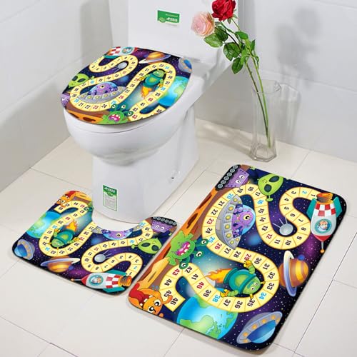 FEHWI Badezimmerteppich 3 Teil Mikrofaser -Saugbad Teppichpolster für Dusche,Badewanne und Toilette,Maschine waschbar,Brettspiel „Odyssee im Weltraum“, Bilder von Brettspielen mit Raumschiff-Thema FEHWI Badezimmerteppich 3 Teil Mikrofaser -Saugbad Teppichpolster für Dusche,Badewanne und Toilette,Maschine waschbar,Brettspiel „Odyssee im Weltraum“, Bilder von Brettspielen mit Raumschiff-Thema von FEHWI