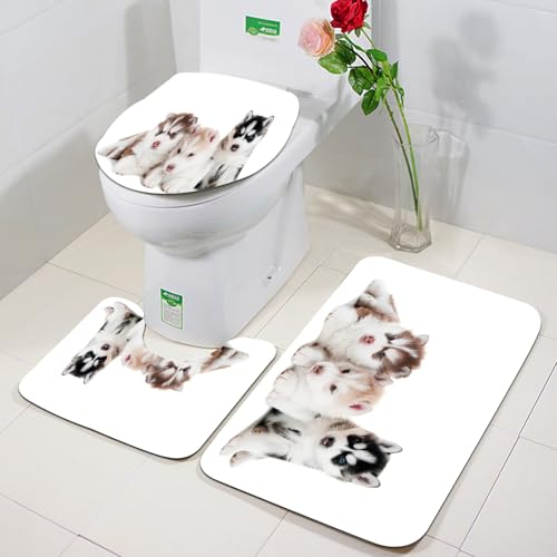FEHWI Badezimmerteppich 3 Teil Mikrofaser -Saugbad Teppichpolster für Dusche,Badewanne und Toilette,Maschine waschbar,DREI süße kleine sibirische Welpen Blaue Augen Bild Dekoration FEHWI Badezimmerteppich 3 Teil Mikrofaser -Saugbad Teppichpolster für Dusche,Badewanne und Toilette,Maschine waschbar,DREI süße kleine sibirische Welpen Blaue Augen Bild Dekoration von FEHWI