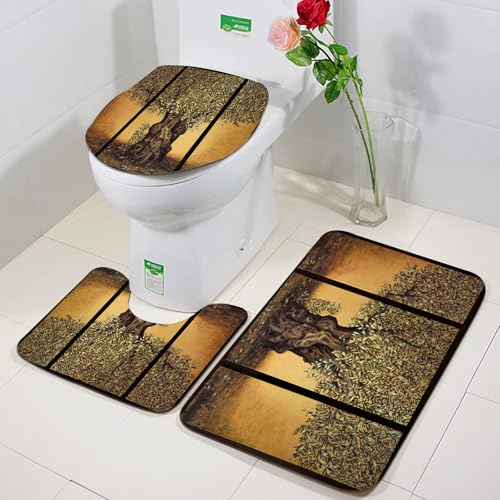 FEHWI Badezimmerteppich 3 Teil Mikrofaser -Saugbad Teppichpolster für Dusche,Badewanne und Toilette,Maschine waschbar,Der ewige Olivenbaum unter der Natur,Olivenbaum-Horror Ode an die Natur Gnade,Di FEHWI Badezimmerteppich 3 Teil Mikrofaser -Saugbad Teppichpolster für Dusche,Badewanne und Toilette,Maschine waschbar,Der ewige Olivenbaum unter der Natur,Olivenbaum-Horror Ode an die Natur Gnade,Di von FEHWI
