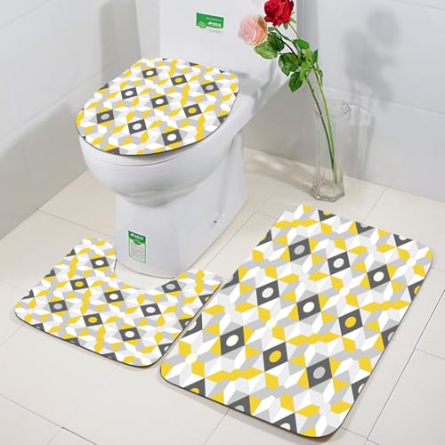 FEHWI Badezimmerteppich 3 Teil Mikrofaser -Saugbad Teppichpolster für Dusche,Badewanne und Toilette,Maschine waschbar,Gelbe Polygon-Vektor-Design-Bilder, Gelbe Polygon-Dekoration, Grenze, FEHWI Badezimmerteppich 3 Teil Mikrofaser -Saugbad Teppichpolster für Dusche,Badewanne und Toilette,Maschine waschbar,Gelbe Polygon-Vektor-Design-Bilder, Gelbe Polygon-Dekoration, Grenze, von FEHWI
