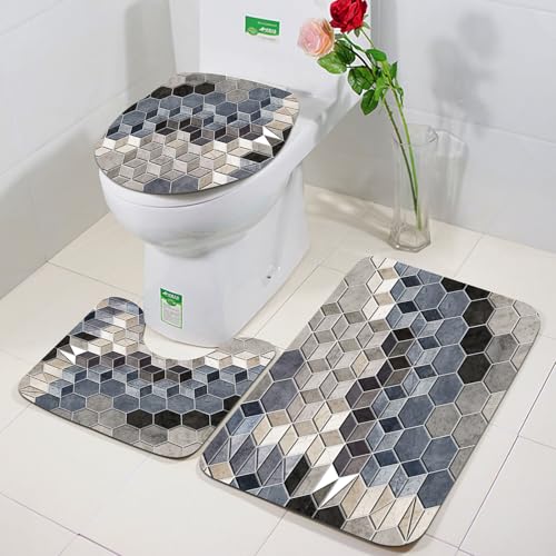 FEHWI Badezimmerteppich 3 Teil Mikrofaser -Saugbad Teppichpolster für Dusche,Badewanne und Toilette,Maschine waschbar,Textur für Fliesenhintergrund für Wand FEHWI Badezimmerteppich 3 Teil Mikrofaser -Saugbad Teppichpolster für Dusche,Badewanne und Toilette,Maschine waschbar,Textur für Fliesenhintergrund für Wand von FEHWI