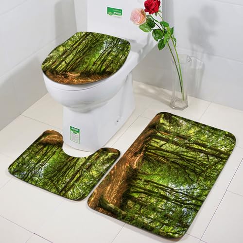 FEHWI Badezimmerteppich 3 Teil Mikrofaser -Saugbad Teppichpolster für Dusche,Badewanne und Toilette,Maschine waschbar,Waldszene mit Bäumen und Pfad Laub Stamm Grünpflanzen Outdoor Scenic Bilder FEHWI Badezimmerteppich 3 Teil Mikrofaser -Saugbad Teppichpolster für Dusche,Badewanne und Toilette,Maschine waschbar,Waldszene mit Bäumen und Pfad Laub Stamm Grünpflanzen Outdoor Scenic Bilder von FEHWI