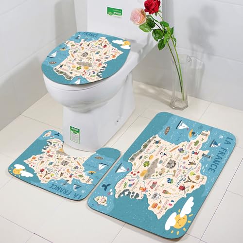 FEHWI Badezimmerteppich 3 Teil Mikrofaser -Saugbad Teppichpolster für Dusche,Badewanne und Toilette,Maschine waschbar,Wunderliche Bilder der Stadt Los Angeles in Frankreich,Farbenfrohe kartografisch FEHWI Badezimmerteppich 3 Teil Mikrofaser -Saugbad Teppichpolster für Dusche,Badewanne und Toilette,Maschine waschbar,Wunderliche Bilder der Stadt Los Angeles in Frankreich,Farbenfrohe kartografisch von FEHWI