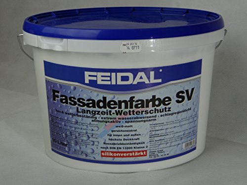 FEIDAL Fassadenfarbe SV weiss matt 10L, silikonverstärkt Die Farbe für den Einsatz im Aussenbereich mit Langzeit-Wetterschutz FEIDAL Fassadenfarbe SV weiss matt 10L, silikonverstärkt Die Farbe für den Einsatz im Aussenbereich mit Langzeit-Wetterschutz von FEIDAL