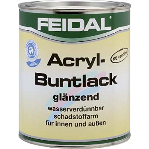 Feidal Acryl Buntlack, Farbton Laubgrün Ral 6002 / glänzend / 750 ml / Malerqualität v. Fachmann / wasserverdünnbar, / schnelltrocknender, universeller, PU-verstärkter Acryl-Buntlack auf Reinacrylatbasis für innen und außen / für Holz, Eisen, Aluminium, Zink, Hart-PVC, Putz, Beton, Mauerwerk, Tapeten und Altbeschichtungen Feidal Acryl Buntlack, Farbton Laubgrün Ral 6002 / glänzend / 750 ml / Malerqualität v. Fachmann / wasserverdünnbar, / schnelltrocknender, universeller, PU-verstärkter Acryl-Buntlack auf Reinacrylatbasis für innen und außen / für Holz, Eisen, Aluminium, Zink, Hart-PVC, Putz, Beton, Mauerwerk, Tapeten und Altbeschichtungen von FEIDAL