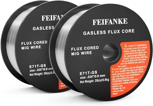 FEIFANKE Fülldraht Ohne Gas 0.9MM, 2KG, E71T-GS Universal Schweißdraht MIG MAG Drahtrolle D100 für Schweißgerät, 2 Rollen von FEIFANKE