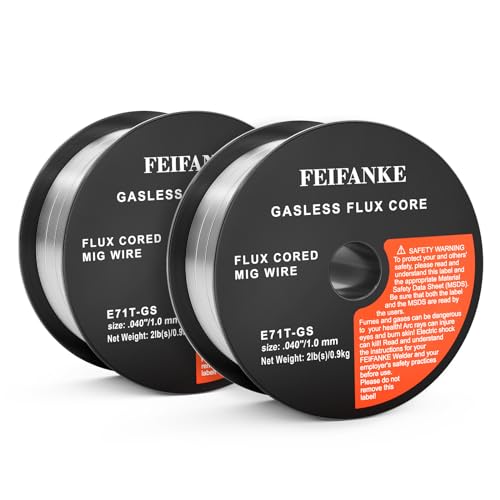 FEIFANKE Fülldraht Ohne Gas - E71T-GS Universal Schweißdraht MIG MAG Drahtrolle D100 für Schweißgerät, 1.0MM, 2KG, 2Rollen von FEIFANKE