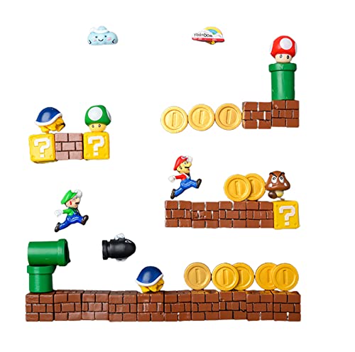 FEIFEI'S BOW Super Mario Bros Kühlschrankmagnete, 3D-Actionfiguren, für Kinder, Memos, Partytüten, als Geschenk, Kühlschrank-Aufkleber (40) von FEIFEI'S BOW