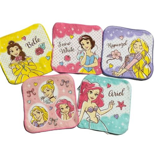 FEIFEI'S BOW Weiche Kinder-Waschlappen mit Prinzessinnen-Spinne, mehrfarbig, für Kinder, Jungen, Mädchen, Gesichtshandtuch, Baumwolle, 15 x 15 cm (Prinzessin (zufällige Farbe), 5 Stück von FEIFEI'S BOW