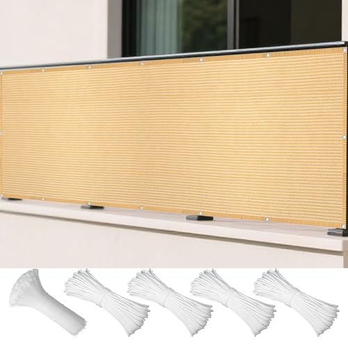 Sonnenschutz Sonnensegel 250 x 260 cm Rechteckig Atmungsaktiv Sonnenschutz Windschutz Schattentuch Quadrat mit Ösen Und Befestigungsseile für Balkon Garten, Creme Farben von FEIJDON