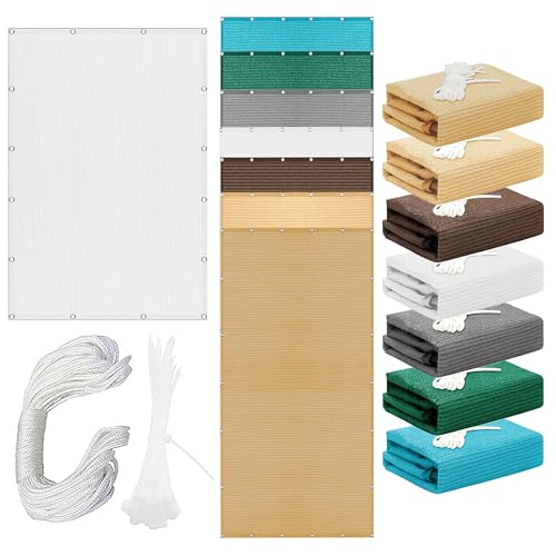 Sonnensegel Atmungsaktiv Rechteckig mit Ösen 400 x 670 cm Rechteckig Atmungsaktiv 98% UV Schutz Segel Baldachin Vielen Größen mit Spannseilen für Terrasse Camping, Weiß von FEIJDON