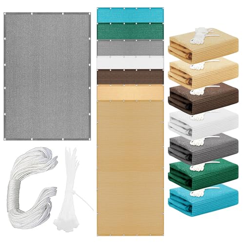 Sonnensegel Atmungsaktiv Rechteckig mit Ösen 420 x 620 cm Rechteckig Atmungsaktiv 98% UV Schutz Segel Baldachin Vielen Größen mit Spannseilen für Terrasse Camping, Hellgrau Sonnensegel Atmungsaktiv Rechteckig mit Ösen 420 x 620 cm Rechteckig Atmungsaktiv 98% UV Schutz Segel Baldachin Vielen Größen mit Spannseilen für Terrasse Camping, Hellgrau von FEIJDON